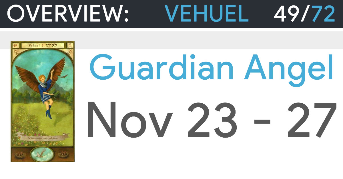 Guardian Angel Vehuel November 23 to 27 Overview and Prayer >>