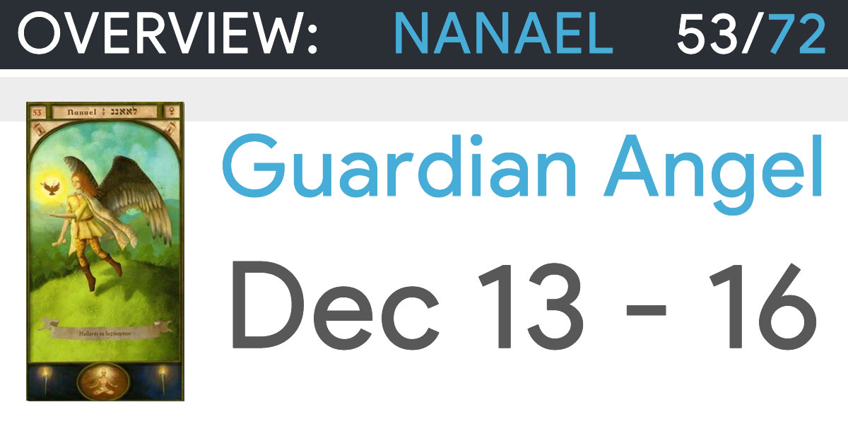 Guardian Angel Nanael December 13 to 16 Overview and Prayer >>