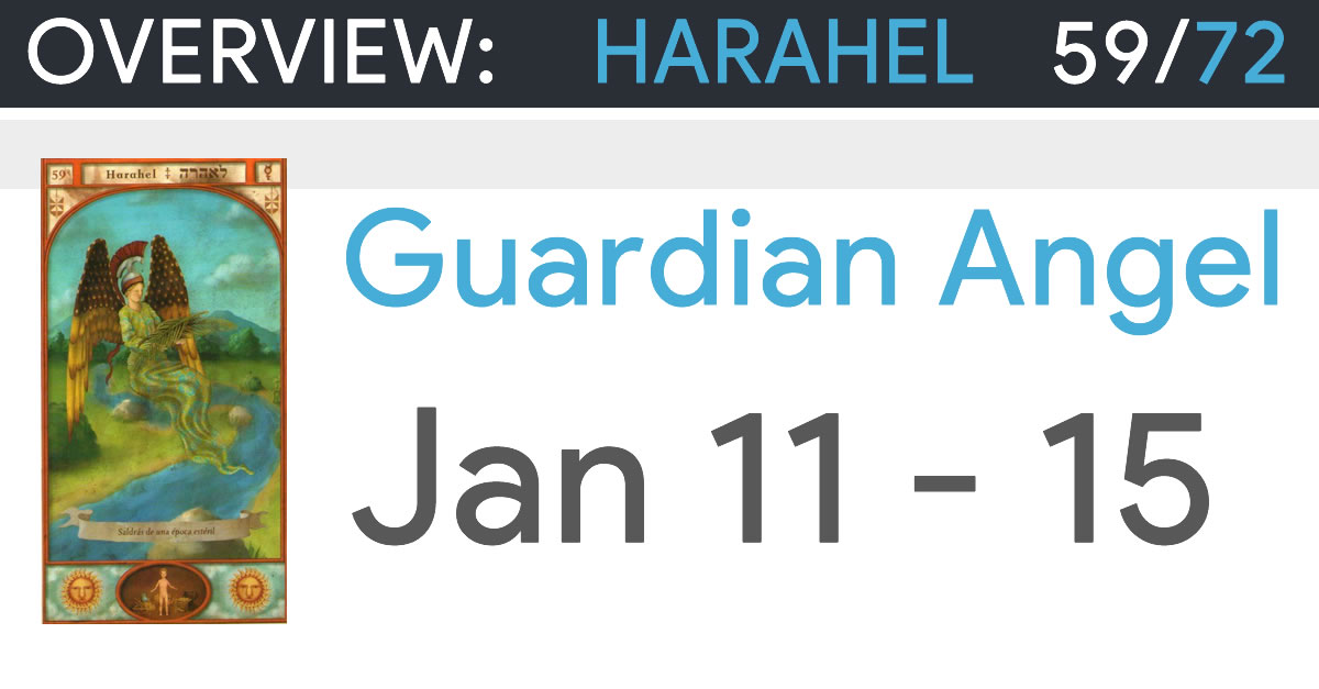 Guardian Angel Harahel January 11 to 15 Overview and Prayer >>